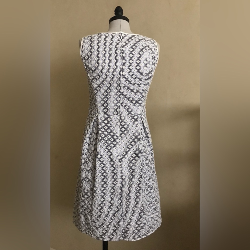 Brooks Brothers Blue White Sleeveless A-Line Midi Dress - Picture 5 of 10